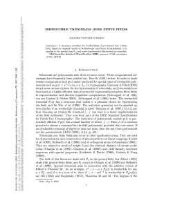 IRREDUCIBLE TRINOMIALS OVER FINITE FIELDS