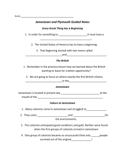 Jamestown and Plymouth Guided Notes