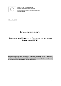 Review of the Markets in Financial Instruments Directive (MiFID)