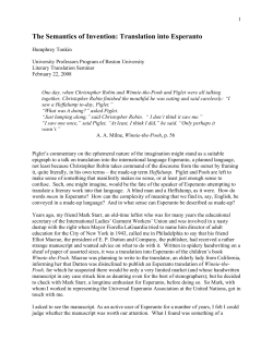 The Semantics of Invention: Translation into Esperanto
