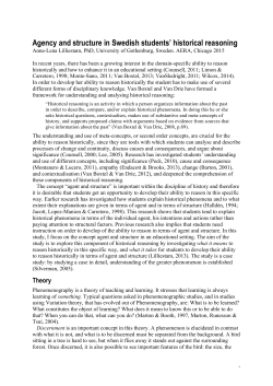 Agency and structure in Swedish students` historical reasoning