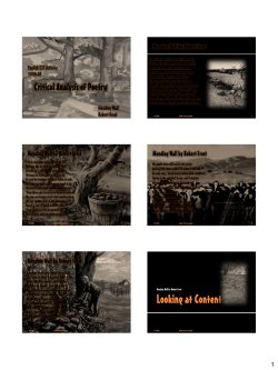 English 521 Activity 2009-10 Mending Wall Robert Frost