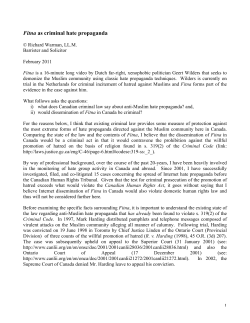 Fitna as criminal hate propaganda