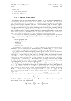 1 The EOQ and Extensions