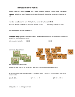 Using Algebra and Ratios to Solve Proportions = = = = = = =