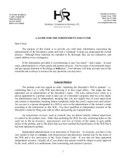 A Guide for the Newly Appointed Independent Executor