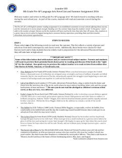 Leander ISD 8th Grade Pre-‐AP Language Arts Novel List and