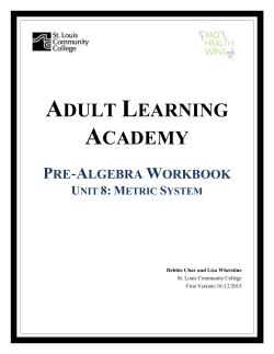 Unit 8 Metric System Workbook