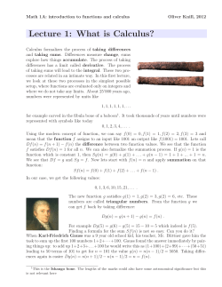 Lecture 1: What is Calculus?