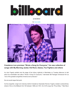 2/14/2013 Creedence icon previews "Wrote a Song for Everyone