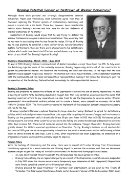 Bruning: Potential Saviour or Destroyer of Weimar Democracy?
