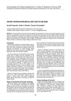 ANCIENT GEORGIAN IRON METALLURGY AND ITS ORE BASE