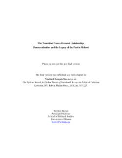 The Transition from a Personal Dictatorship