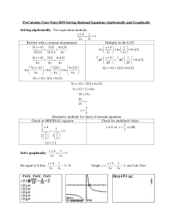 PreCalculus Class Notes RF8 Solving Rational Equations