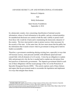Japanese Secrecy Law and International Standards