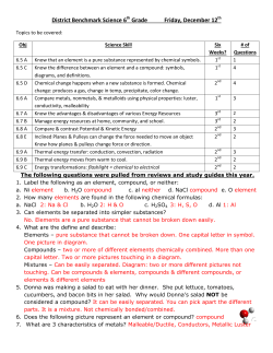 District Benchmark Science 6 Grade Friday
