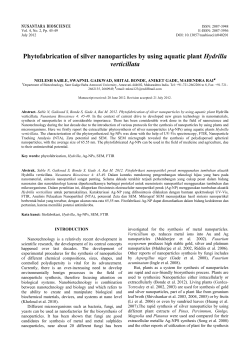 Phytofabrication of silver nanoparticles by using aquatic plant
