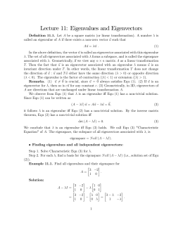 Lecture 11: Eigenvalues and Eigenvectors