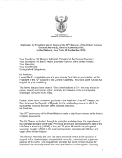 Statement by President Jacob Zuma at the 70t" Session of the