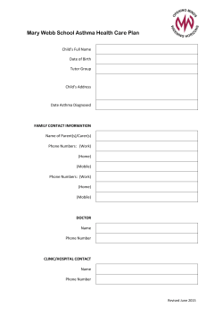 Mary Webb School Asthma Health Care Plan