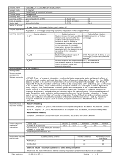 EUROPEAN ECONOMIC INTEGRATION