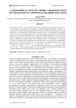 a semiemprical kinetics model for dissolution of colemanite in