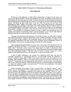 Adam Smith`s Perspective of International Relations