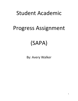 Student Academic Progress Assignment (SAPA)