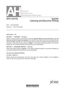 Advanced Higher Spanish Listening and Discursive Writing