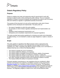 Ontario Regulatory Policy - Ontariocanada.com
