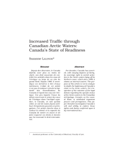Increased Traffic through Canadian Arctic Waters: Canada`s State of