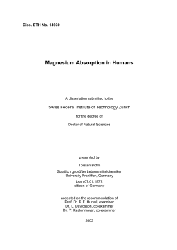 Magnesium Absorption in Humans - ETH E