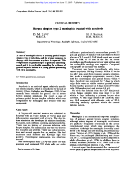 Herpes simplex type 2 meningitis treated with acyclovir DM LEVY HJ
