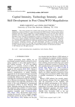 Capital Intensity, Technology Intensity, and Skill