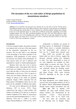 The dynamics of the sex ratio index of thrips populations in
