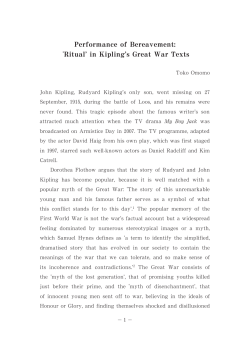 Performance of Bereavement: `Ritual` in Kipling`s Great War Texts