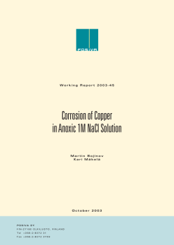 Corrosion of Copper in Anoxic 1M NaCl Solution