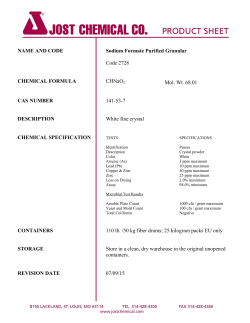 NAME AND CODE Sodium Formate Purified