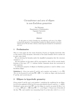 Circumference and area of ellipses in non