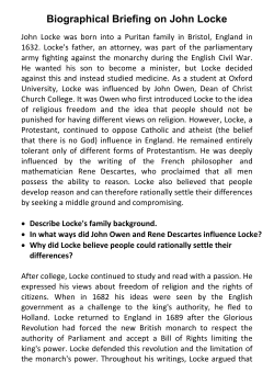 Biographical Briefing on John Locke - Harrison Humanities
