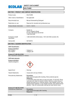 SAFETY DATA SHEET SOLITAIRE