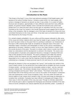 Introduction to the Poem "The Dream of Rood" Dr. Jonathan A Glenn