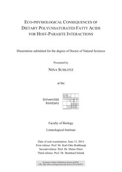 Eco-physiological consequences of dietary