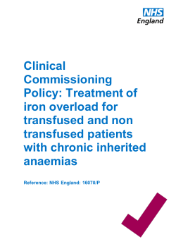 Clinical Commissioning Policy: Treatment of iron overload for