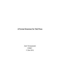 A Formal Grammar for Toki Pona