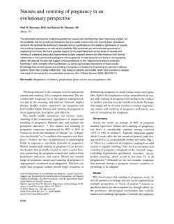 Nausea and vomiting of pregnancy in an