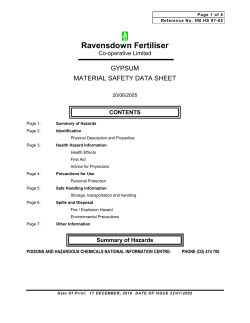 Gypsum Safety Data Sheet