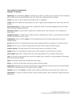 Chapter 21 Sauces