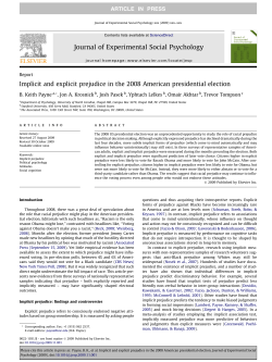 Implicit and explicit prejudice in the 2008 American presidential