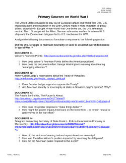 Primary Sources on World War I